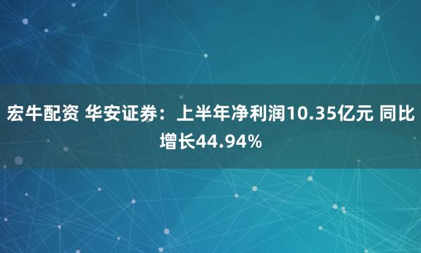 宏牛配资 华安证券：上半年净利润10.35亿元 同比增长44.94%