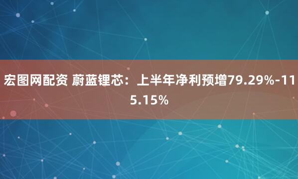 宏图网配资 蔚蓝锂芯：上半年净利预增79.29%-115.15%